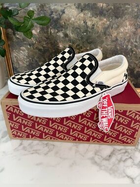 Vans Slip On Checkered Black & White Womens Size 9
